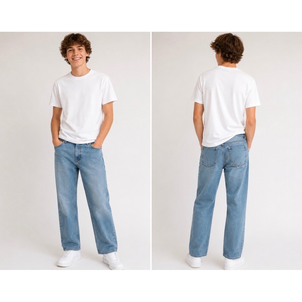 YoungLA 609 Mens Straight Leg Light Wash Denim Jeans Blue 34R YLA2362